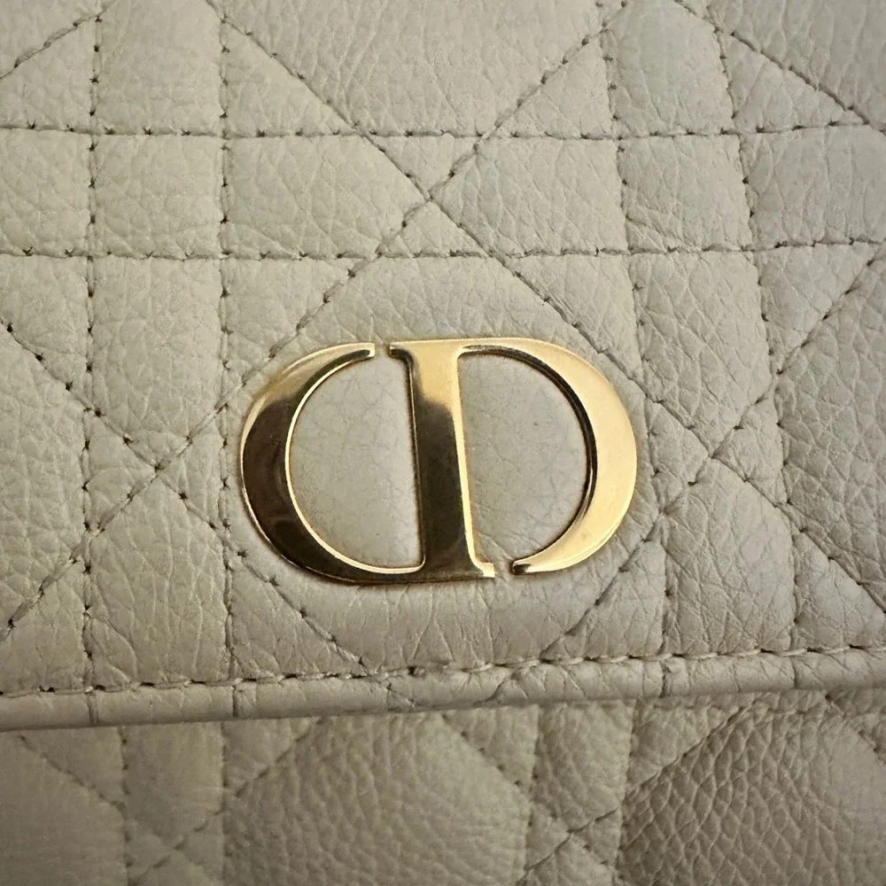 Dior Cream Quilted Wallet with Cannage Pattern